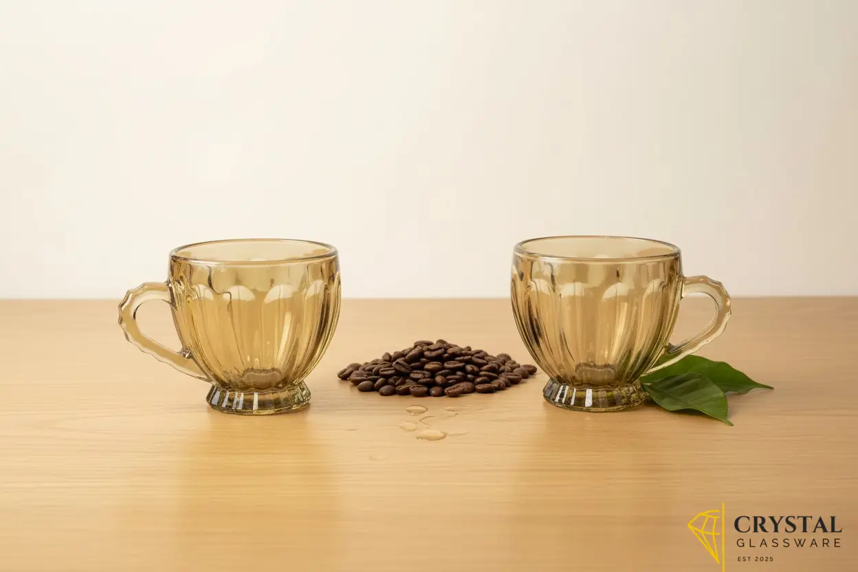 Elegant Bronze Brown Delisoga Glass Cup Set  6 Pcs Premium Heat-Resistant Tea & Coffee Cups 